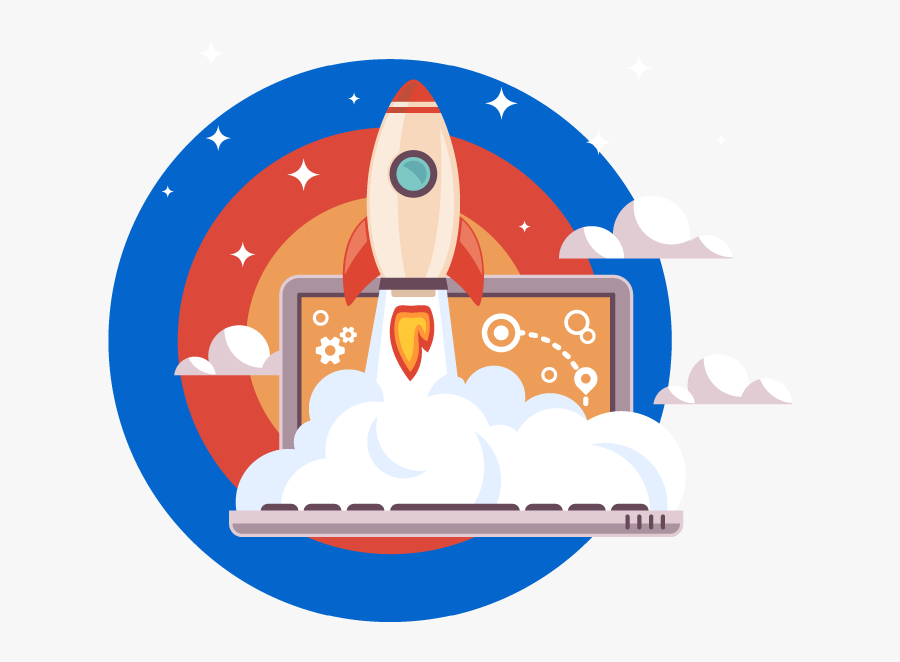 A Colorful Illustration Of A Rocket Launching From, Transparent Clipart