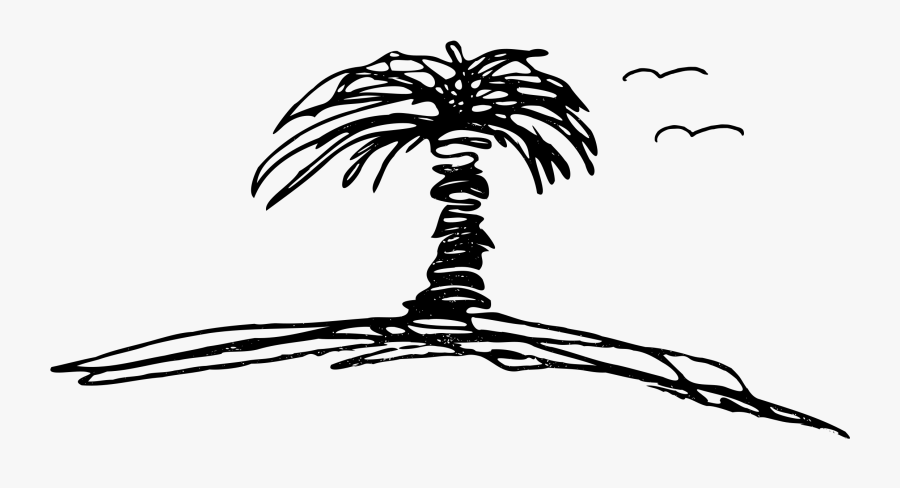 Line Art,plant,leaf - Line Drawings Desert Island, Transparent Clipart