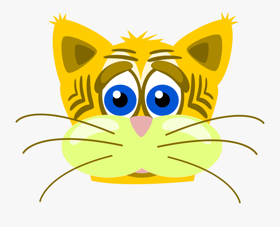 Sad Tiger Cat - Sad Cat Face Clipart, Transparent Clipart