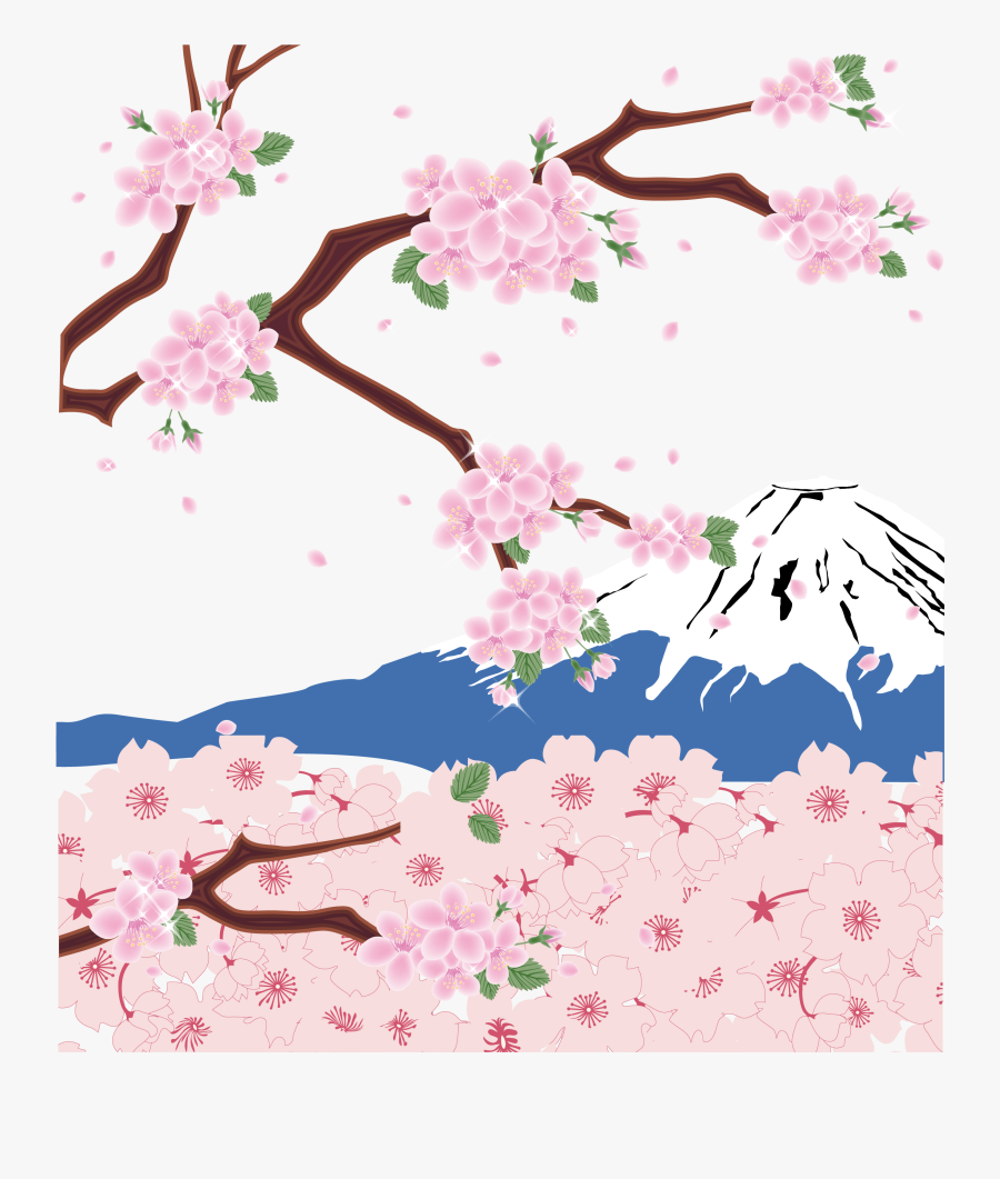 Mount Fuji Cherry Blossom Clipart - Flower Cherry Blossom Clip Art, Transparent Clipart