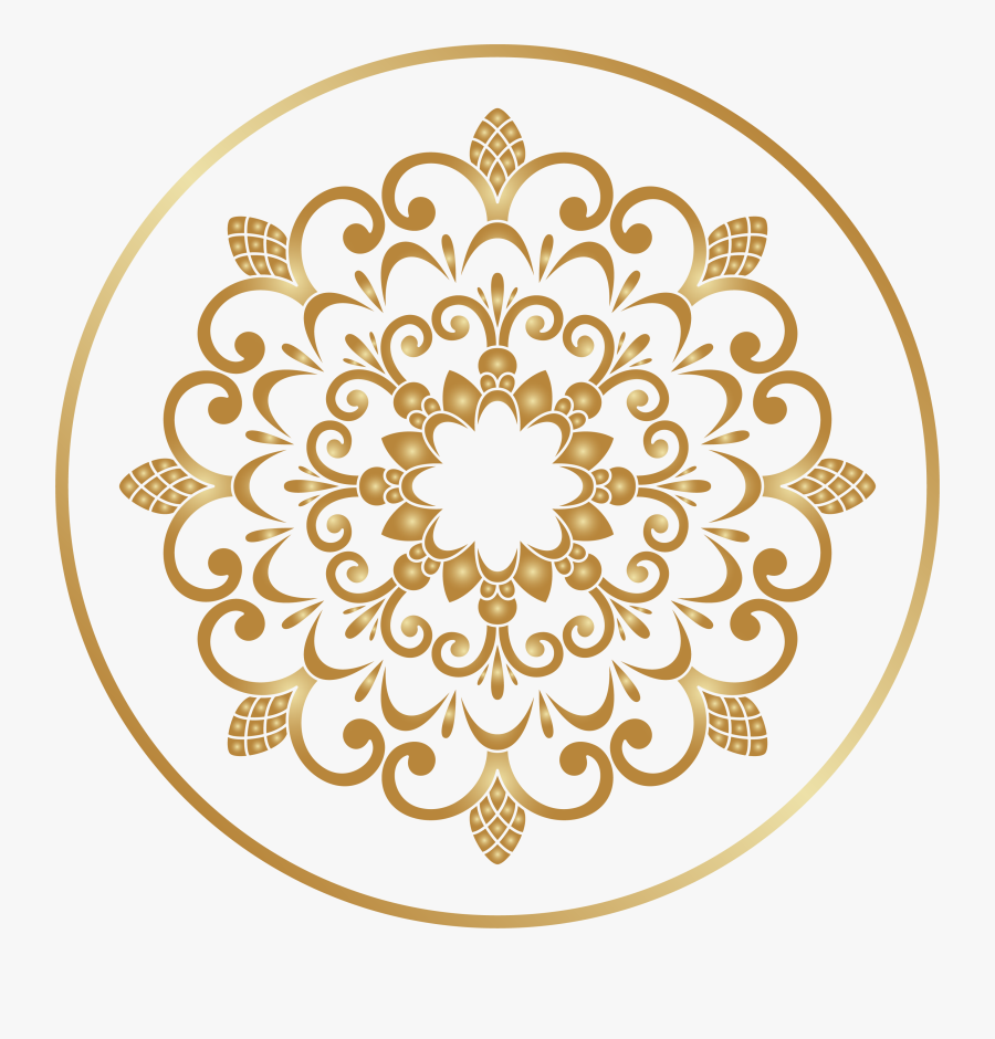 Ornament Clip Art - Golden Floral Design, Transparent Clipart