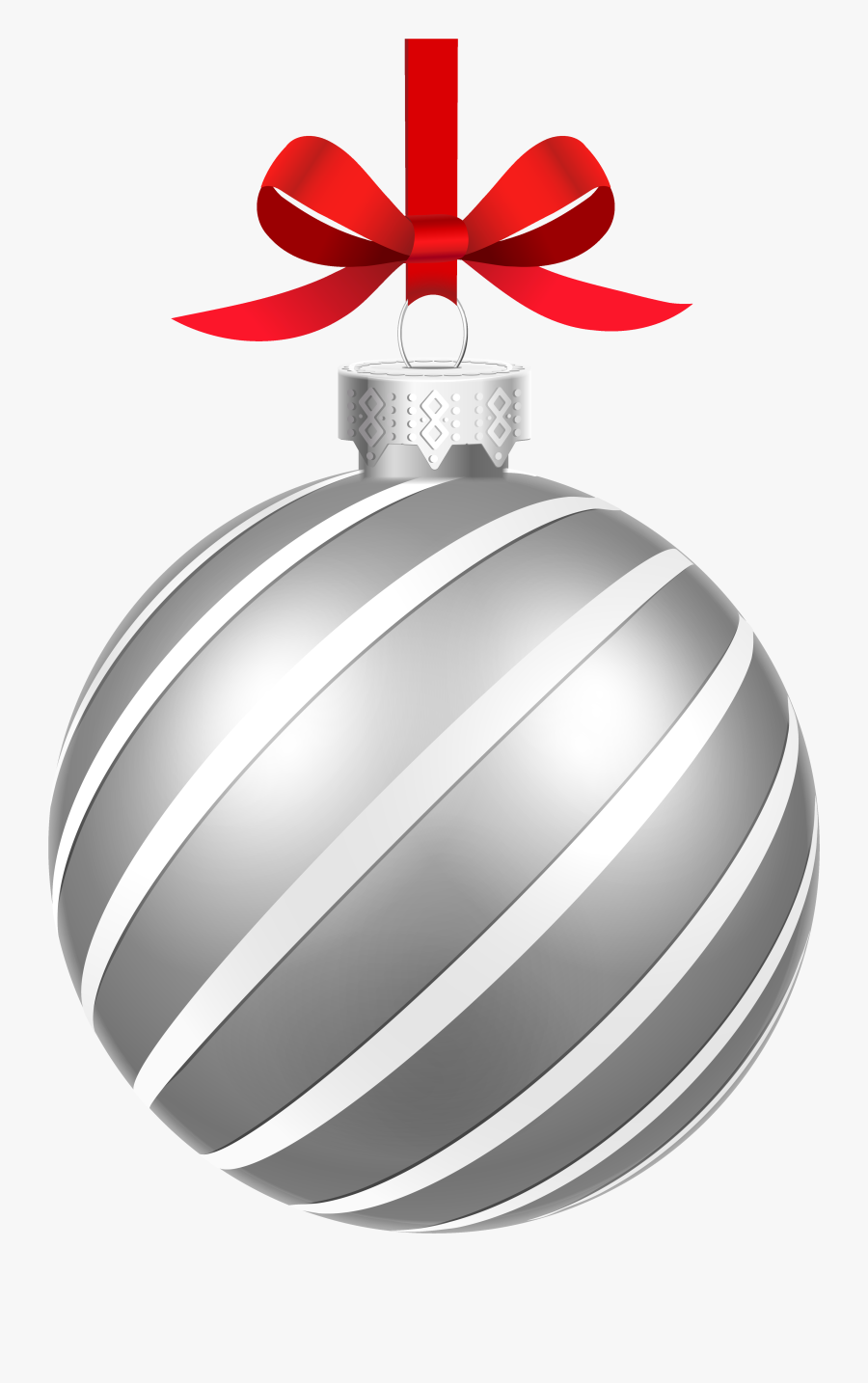 Silver Striped Christmas Ball Png Clipart Image - Silver Christmas Ball Png, Transparent Clipart