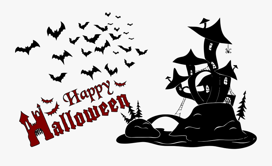 Happy Halloween Scene Silhouette Clip Arts - Happy Halloween Png, Transparent Clipart