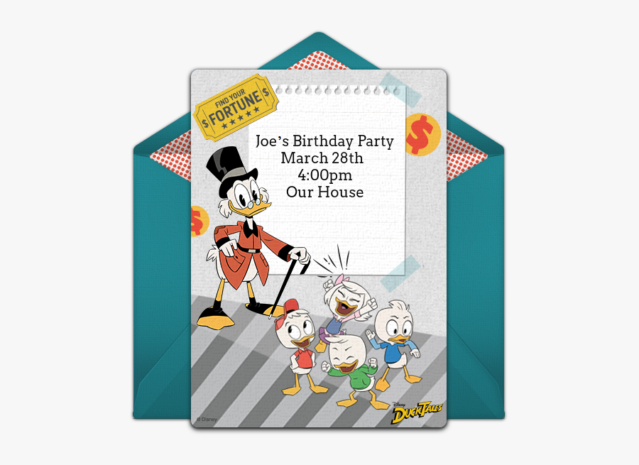 Duck Tales Online Invitation - Party, Transparent Clipart
