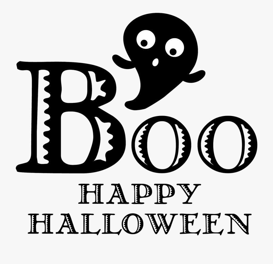 Boo Happy Halloween Stamp - Illustration, Transparent Clipart