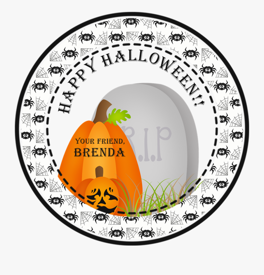 Tombstone Happy Halloween Stickers Or Favor Tags - Circle, Transparent Clipart
