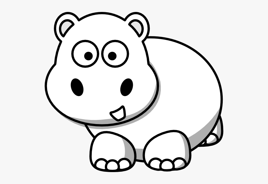 Side Hippo Outline Clip - Hippo Clipart Black And White, Transparent Clipart