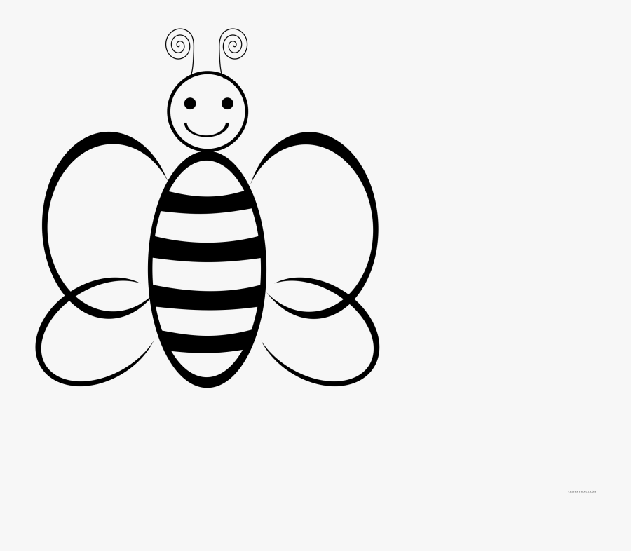 Clipart Bee Black And White - Bee Cartoon Black And White, Transparent Clipart