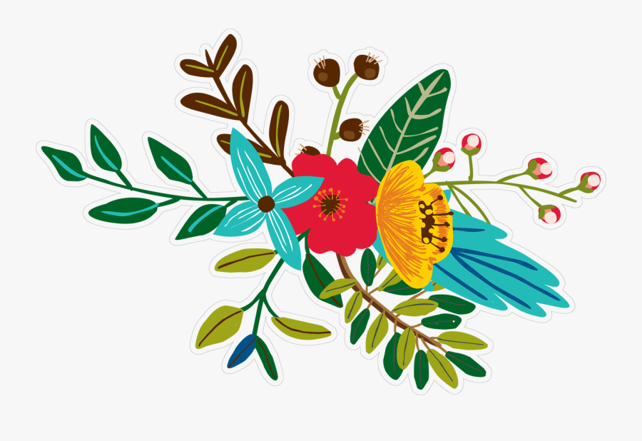 Jungle Flower Bunch Print & Cut File, Transparent Clipart