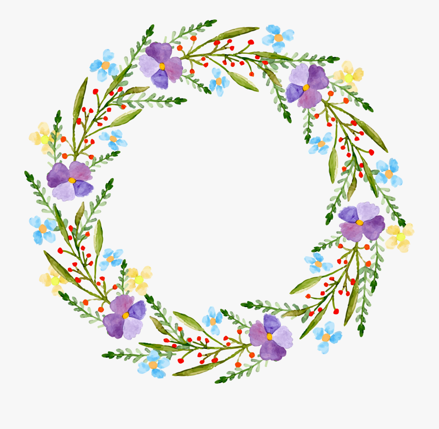 Wildflower Vector Wreath - Wreath, Transparent Clipart
