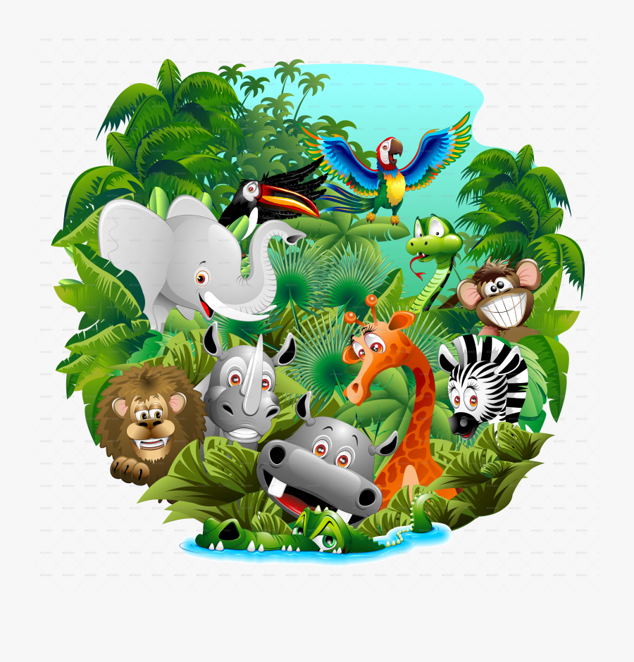 Clip Art Cartoon Jungle Background - Wild Animal Cartoon Free, Transparent Clipart