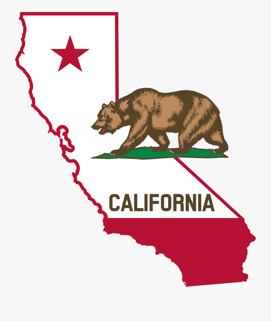 Outline And Flag - California Flag In State, Transparent Clipart