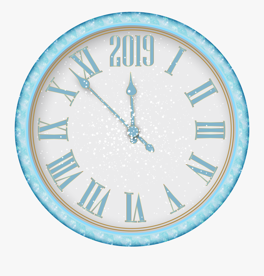 2018 New Year Snowy Clock Png Clip Art - New Years Eve Clock Png, Transparent Clipart