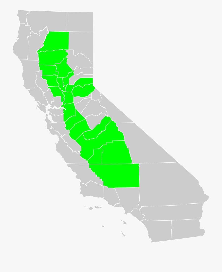 California Central Valley County Map - 2016 Election Results By County California, Transparent Clipart