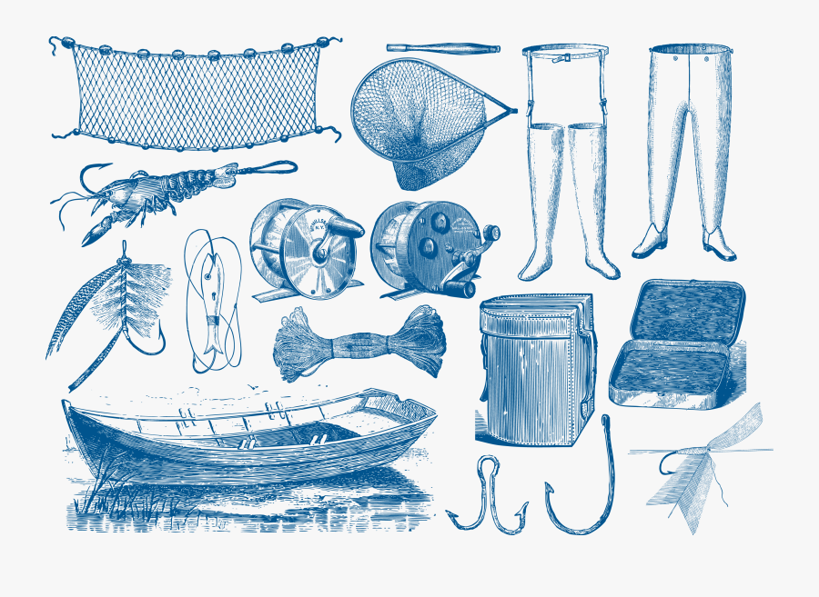 Fly Fishing Fish Hook Clip Art - Vintage Fishing Tools, Transparent Clipart