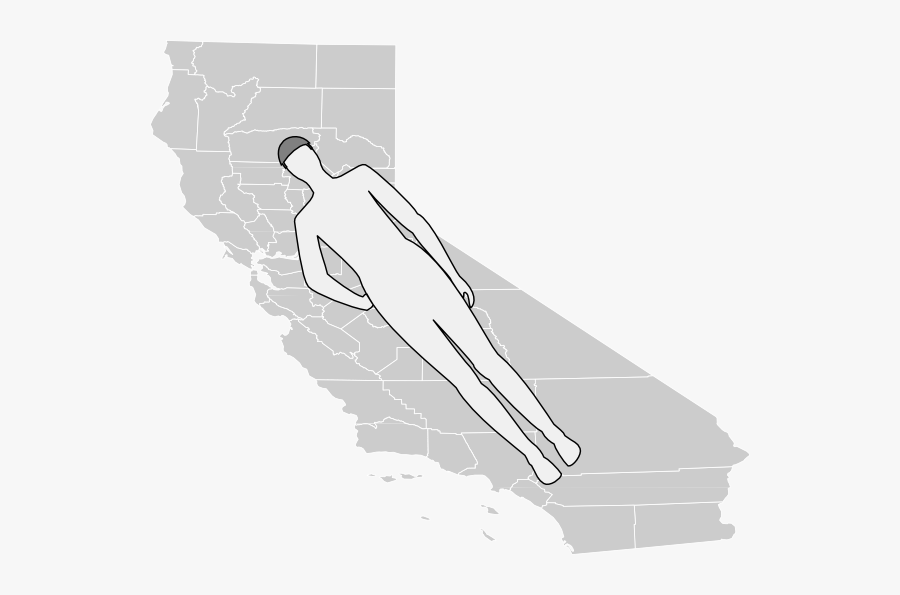 Man Shape Lying On California Map Svg Clip Arts - Illustration, Transparent Clipart