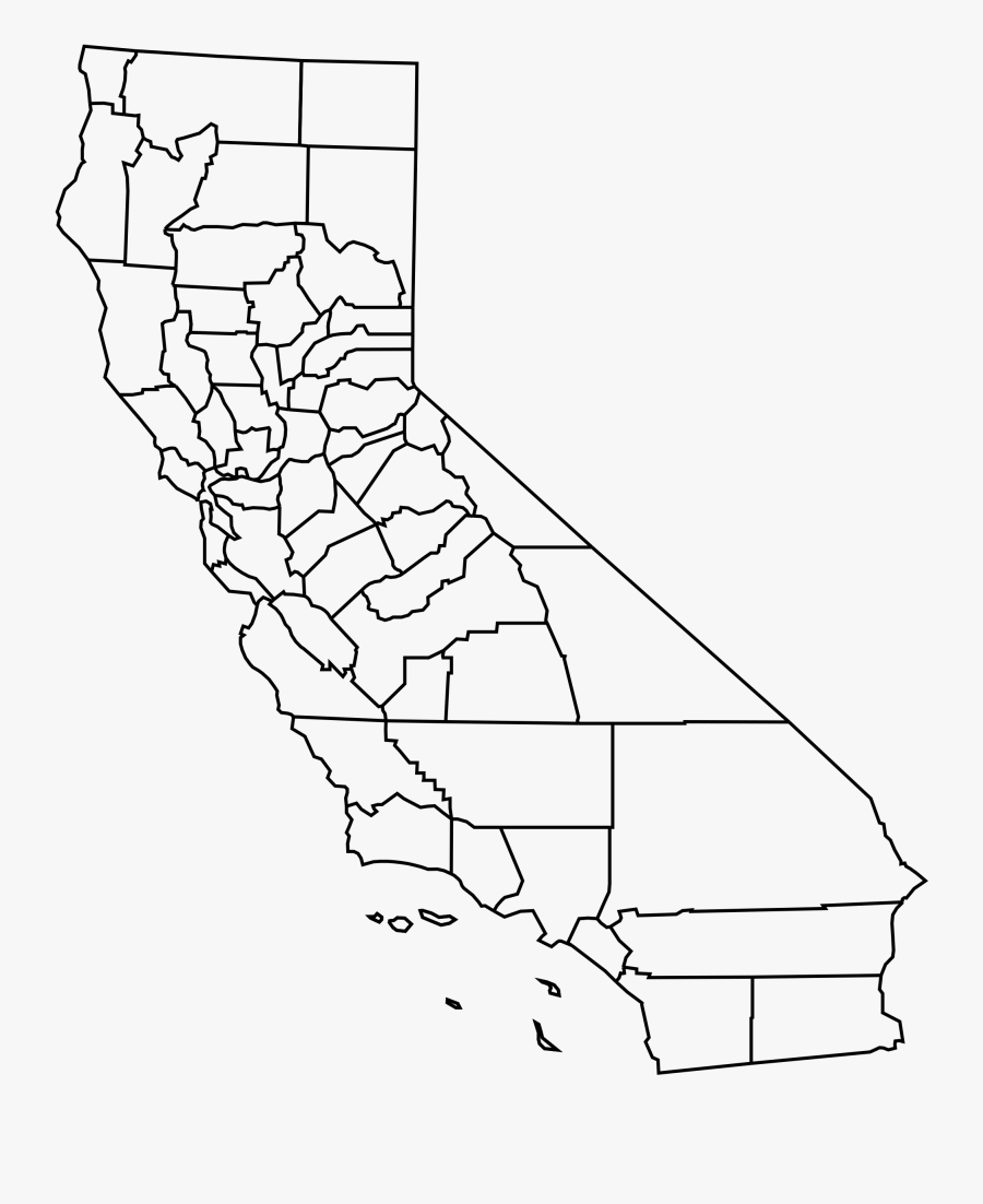 California County Map Blank, Transparent Clipart