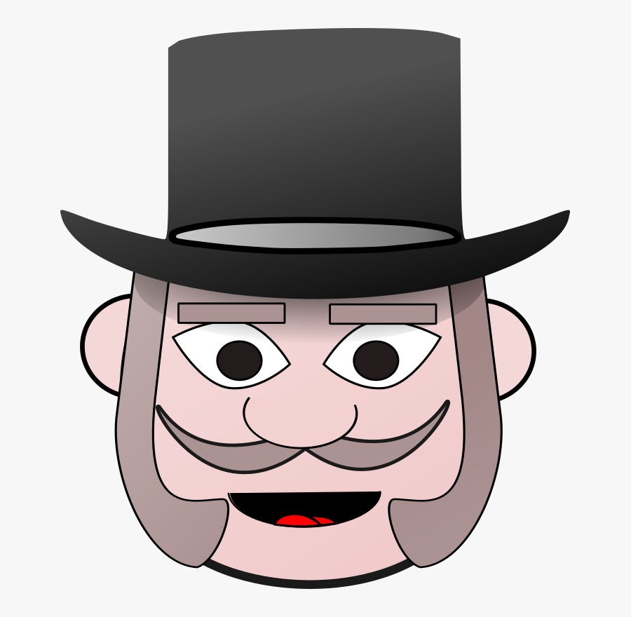 Victorian, Clip Art, Man, Head, Top Hat - Man With Tall Hat Clipart, Transparent Clipart