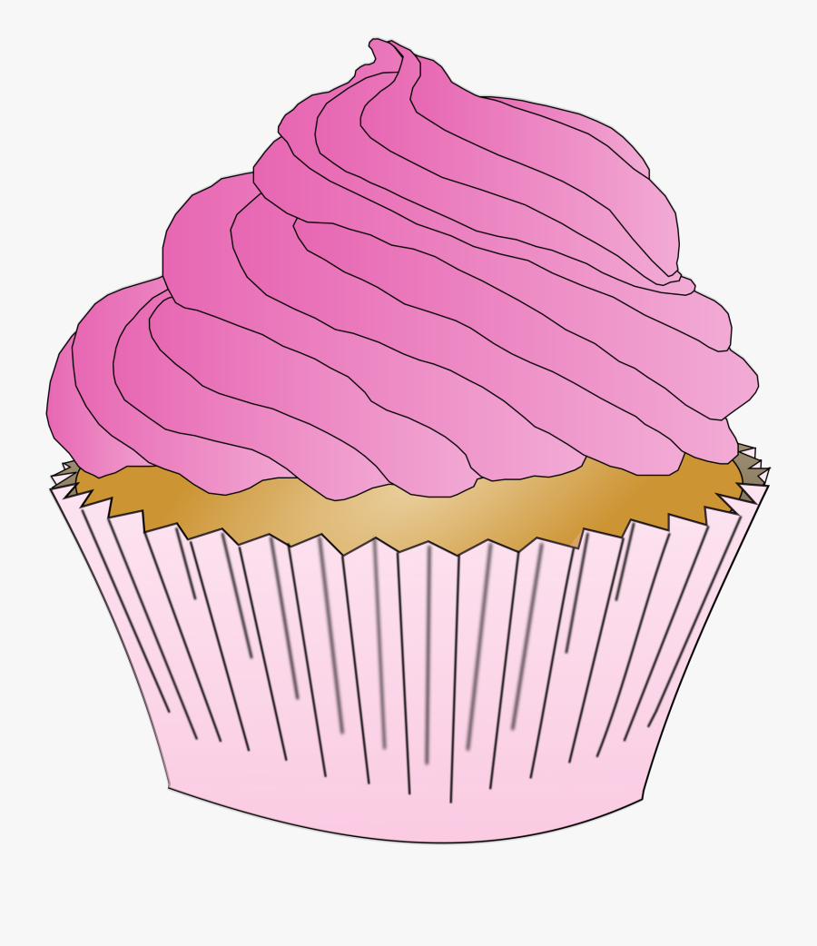Pink,icing,baking Cup - Cupcake With Frosting Clipart, Transparent Clipart