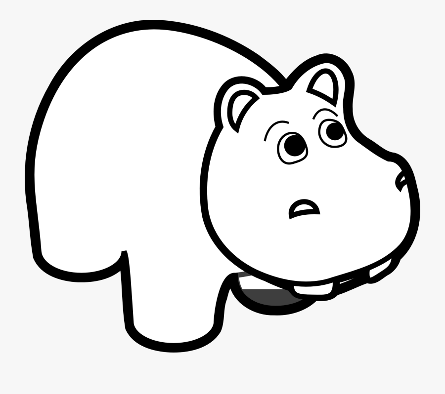 Free Vector Hippo Line Art - Hippo Clipart Black And White, Transparent Clipart