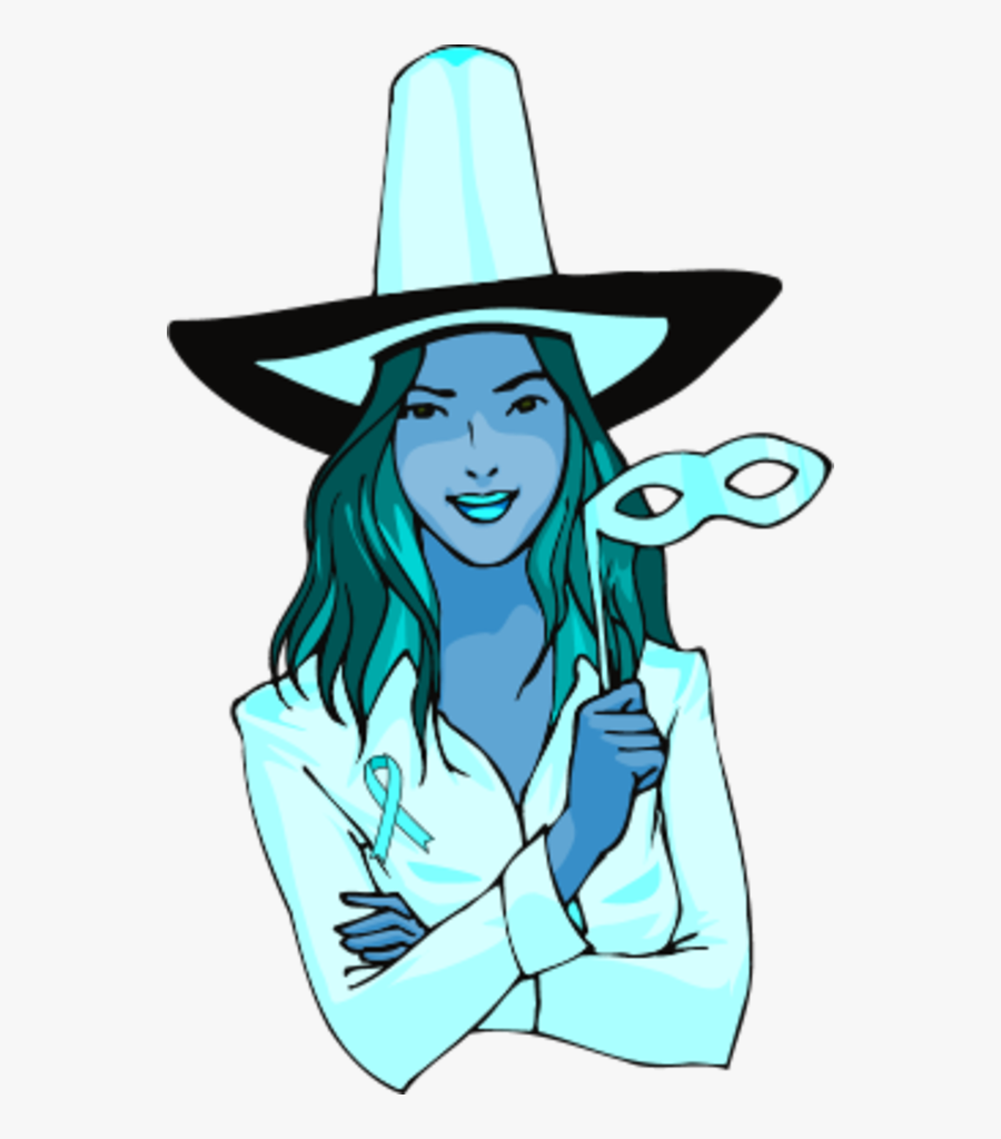 Woman Wearing Top Hat And Holding Eye Mask, Transparent Clipart