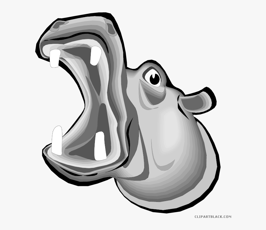 Clipartblack Com Free Black White Images - Hippo Open Mouth Clipart, Transparent Clipart