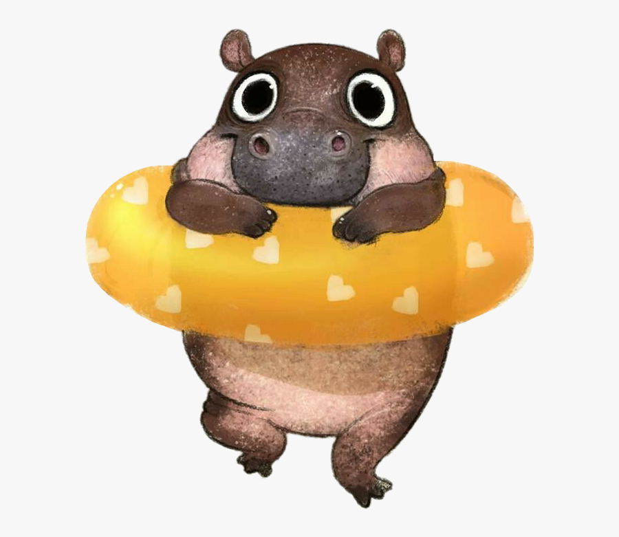 Swimming Clipart Hippo - Illustration, Transparent Clipart