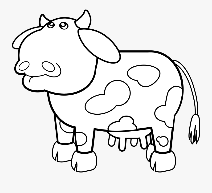 Free Clip Art "cow Outline - Black And White Clip Art Pictures Of Cows, Transparent Clipart