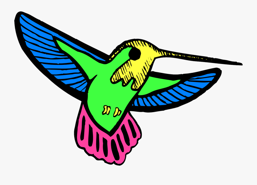 Bird Wings Hummingbird Free Picture - Hummingbird Colorful Cartoon , Free T...