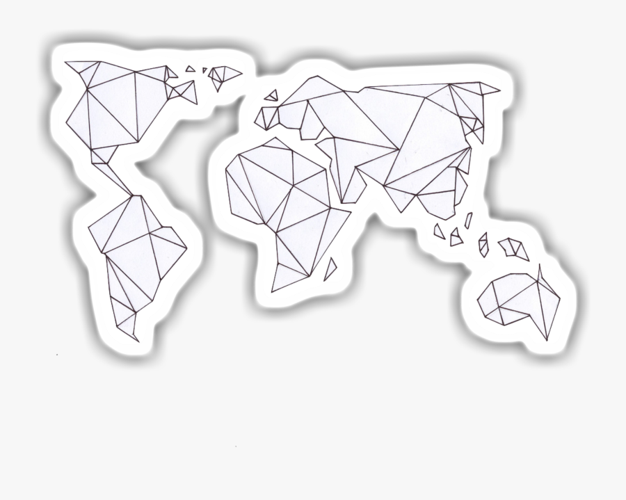 Geometric World Map Design, Transparent Clipart