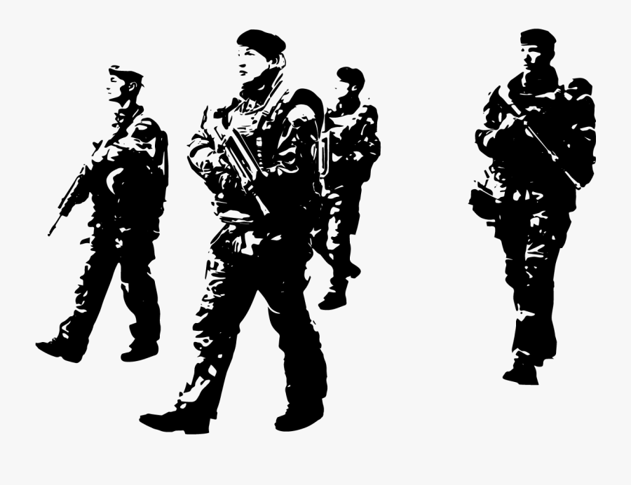 Soldiers On Patrol Eu Army Anti Terrorism Silhouette - Infantry Vectors, Transparent Clipart