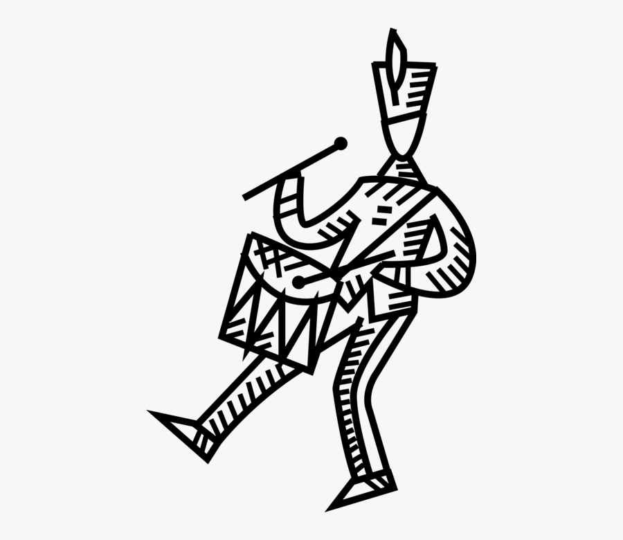 Vector Illustration Of Child"s Toy Soldier Drum Major, Transparent Clipart