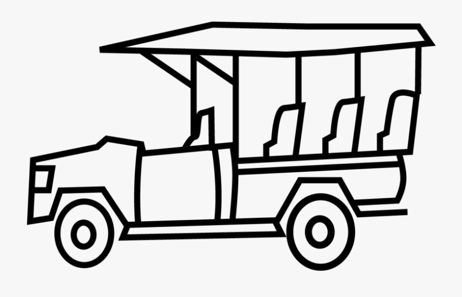 Black And White Safari Jeep, Transparent Clipart