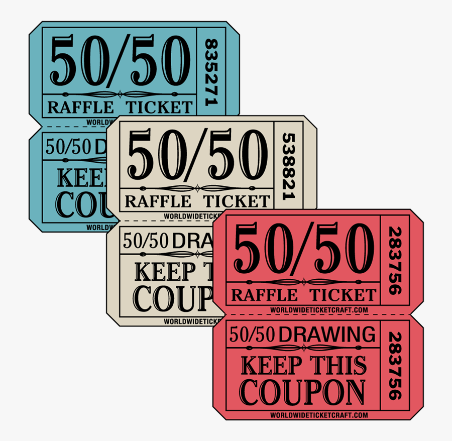 50 50 Raffle Ticket - 50 50 Raffle Tickets, Transparent Clipart