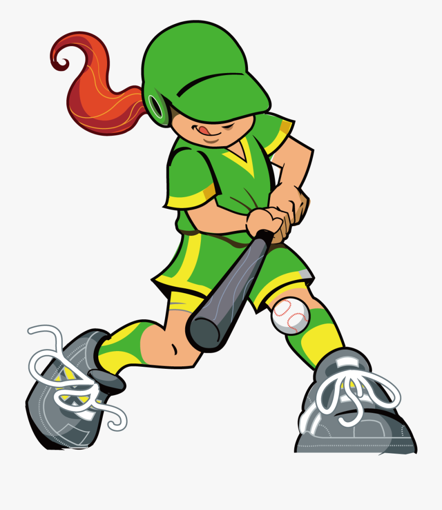 Clip Royalty Free Download Fastpitch Baseball Batter - Girl Softball Cartoon Png, Transparent Clipart