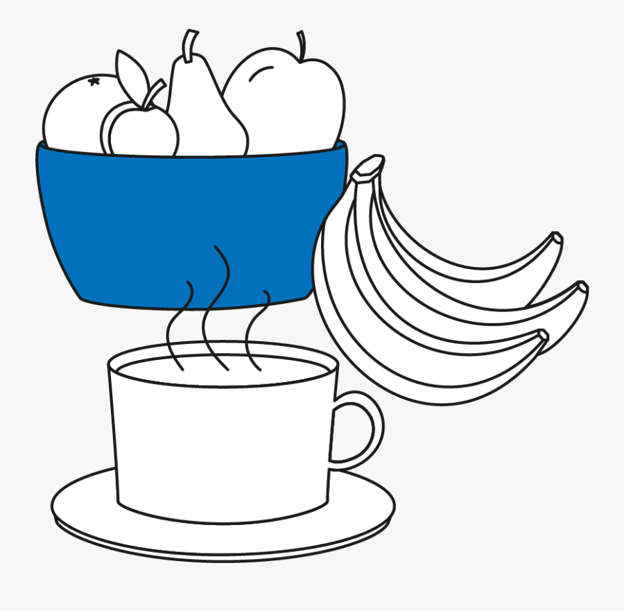 Bananas, Bowl Of Fruit, And Cup Of Coffee, Transparent Clipart