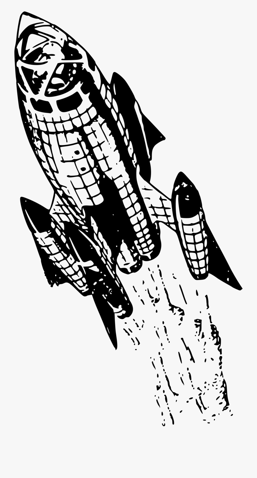 Retro Rocket Graphic Black And White Library - Clipart Retro Space Png, Transparent Clipart