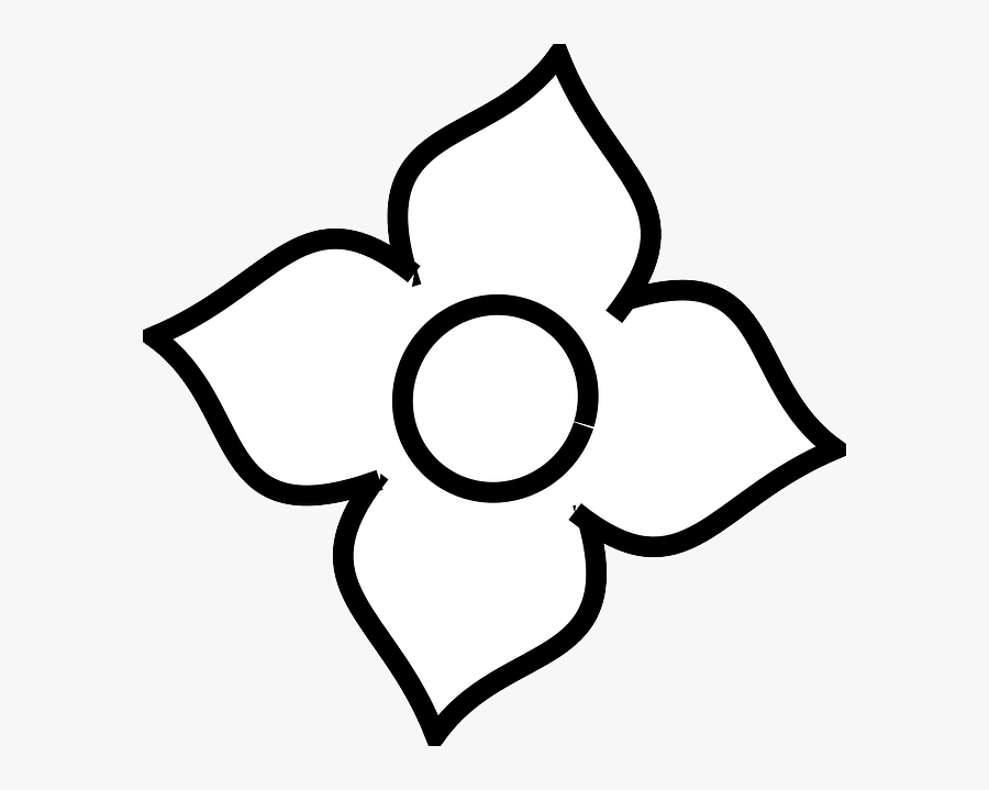 Four Petal Flower Outline Clipart , Png Download - 4 Petal Flower Outline, Transparent Clipart