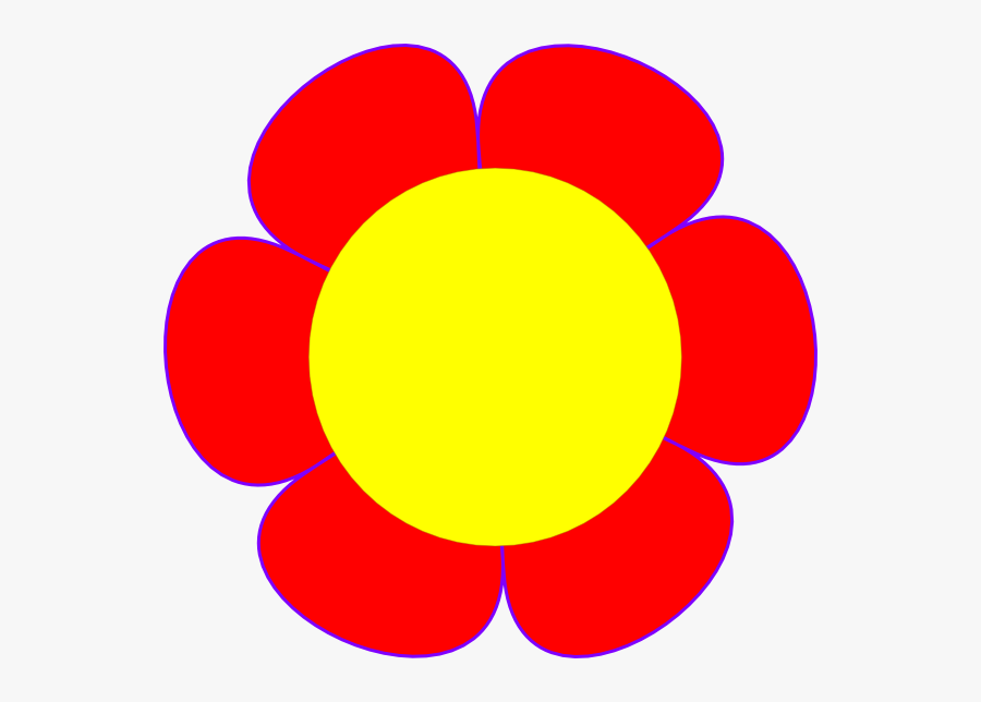 Red Flower Yellow Center Clip Art At Clker - Cute Flower Clip Art, Transparent Clipart
