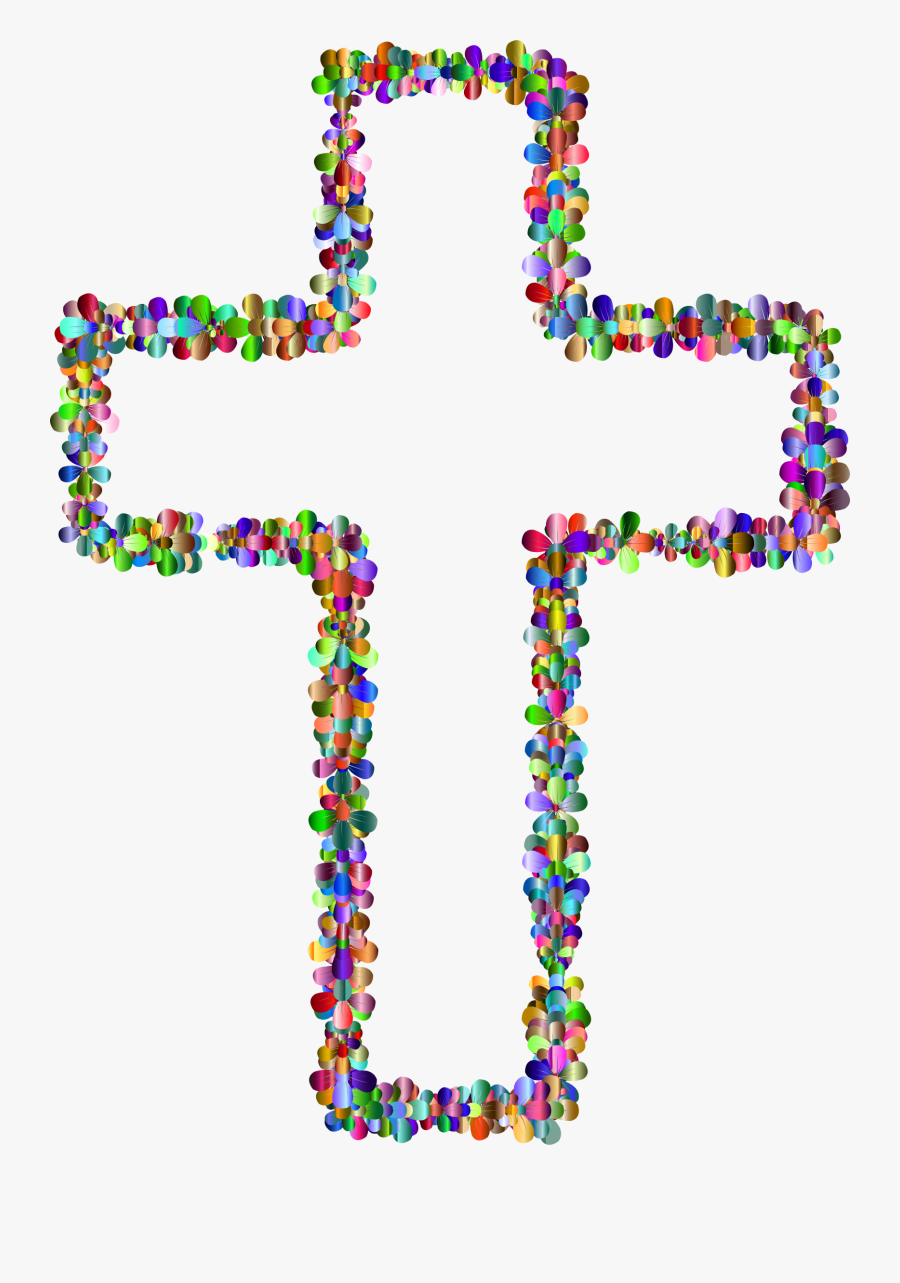 Floral Cross Outline 3 Clip Arts - Flower Christian Cross Transparent, Transparent Clipart