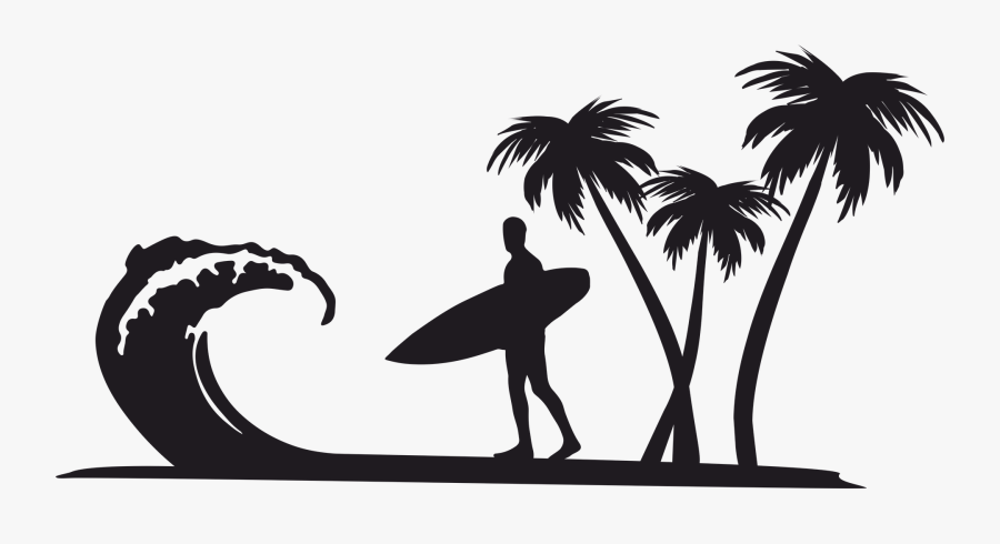 Surfer Silhouette, Transparent Clipart