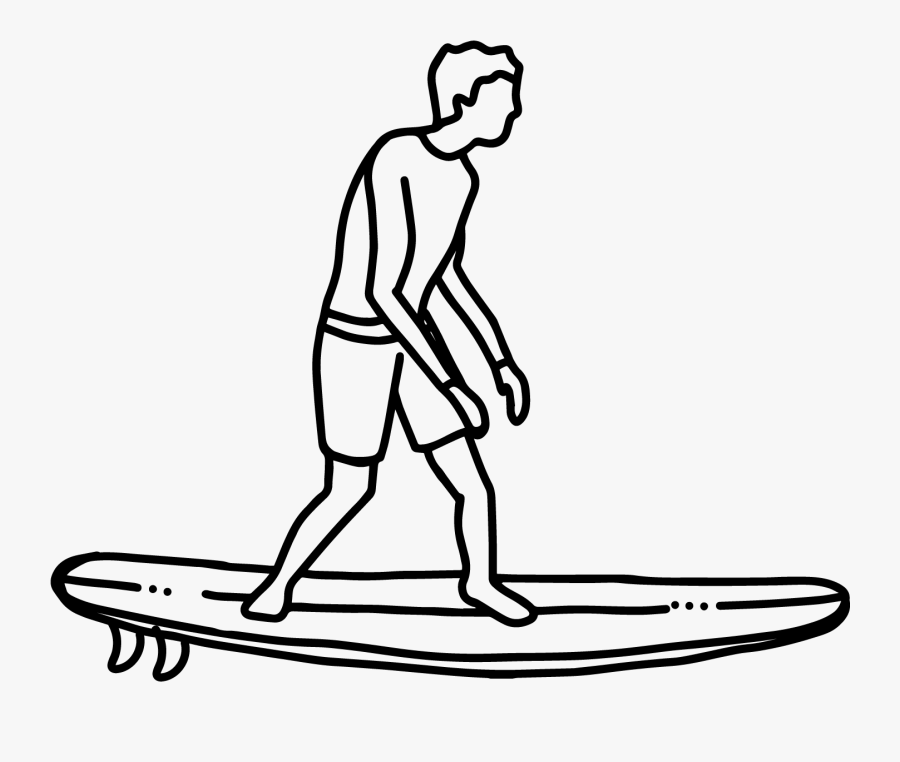 Clipart Black And White Library Surfer Drawing Easy - Easy Drawing Of A Surfer, Transparent Clipart