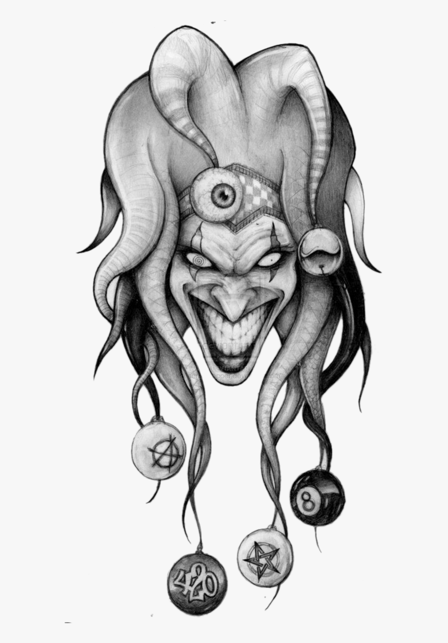 Tattoo Devil Clown Harley Joker Avatar Quinn Clipart - Dibujos De Payasos Diabolicos, Transparent Clipart