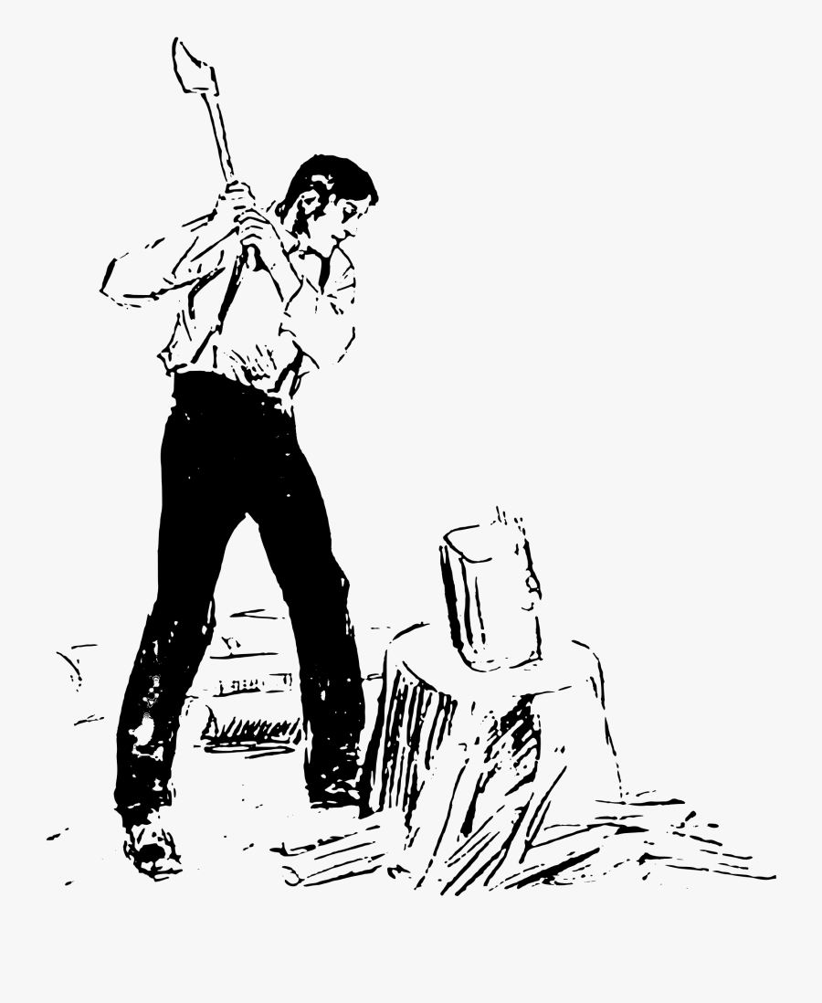 Man Chopping Wood Clipart - Cartoon Man Chopping Wood, Transparent Clipart