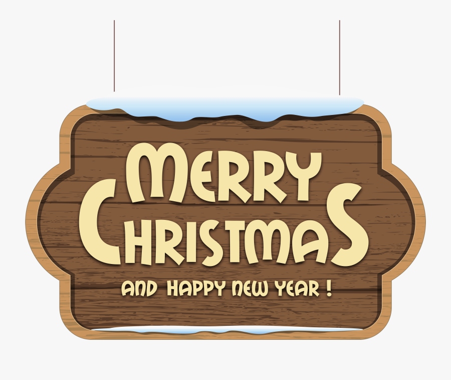 Merry Christmas Wooden Sign Png Clipart Image - Illustration, Transparent Clipart