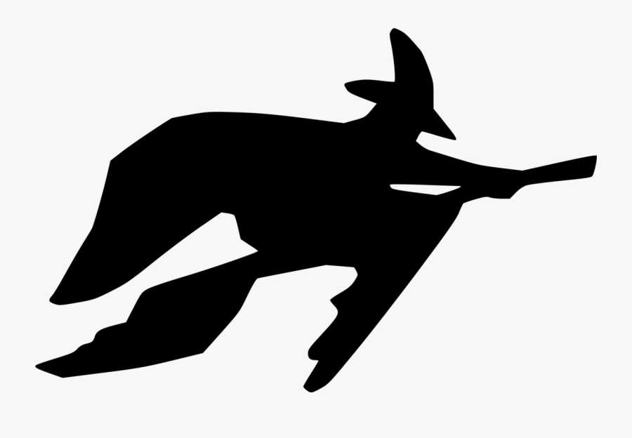 Silhouette,monochrome Photography,carnivoran - Cartoon Witch Silhouette, Transparent Clipart
