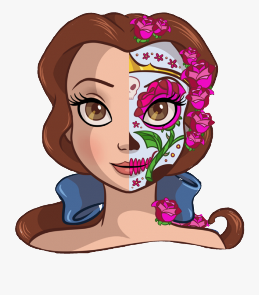 Princess Clip Face - Day Of The Dead Disney Characters, Transparent Clipart