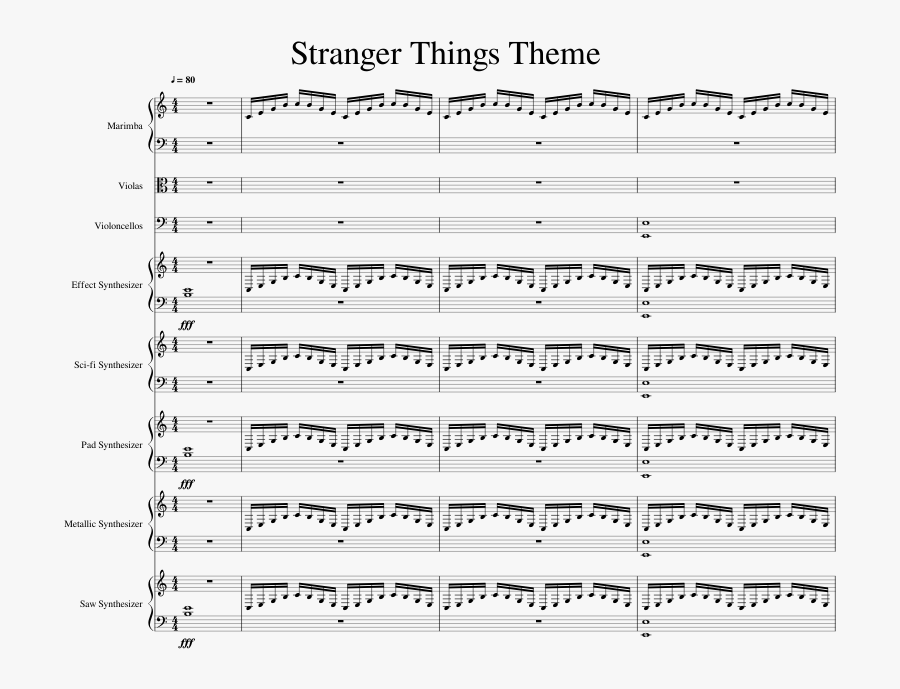 Stranger Things Theme Sheet Music 1 Of 6 Pages - Sheet Music, Transparent Clipart