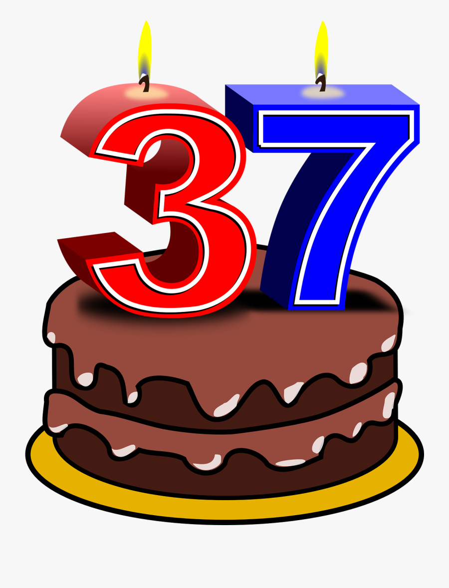 37 Years And Counting - Birthday Cake With 3 Candles, Transparent Clipart