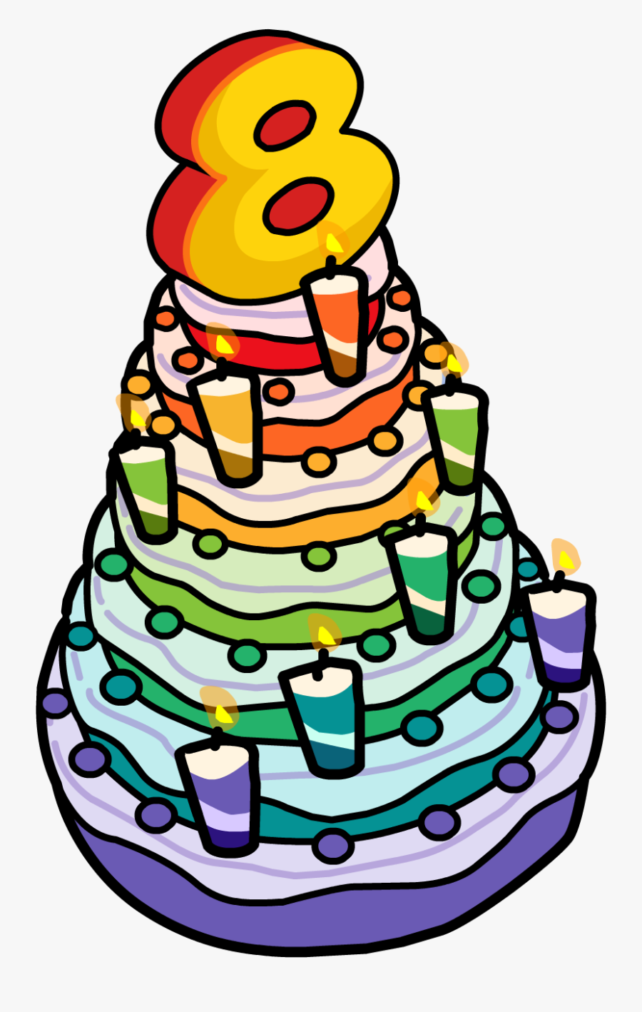 8th Anniversary Party Cake - 8th Birthday Cake Clip Art, Transparent Clipart